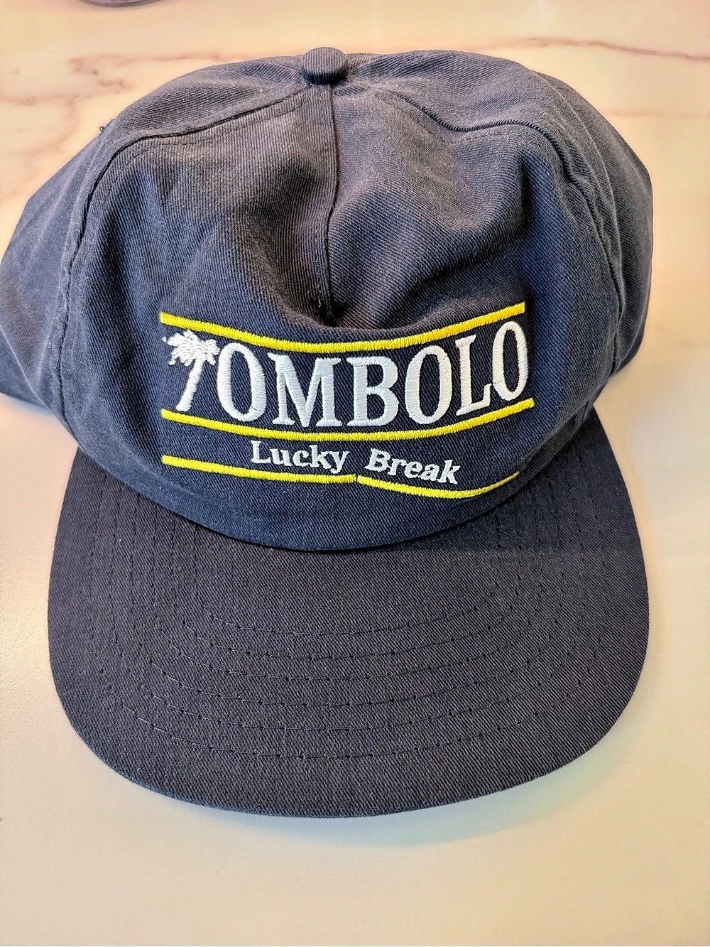 Tombolo Lucky Break Souvenir Snap Back Cap in Blue & Green Made in USA HTF EUC
